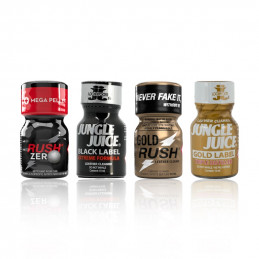 Poppers Packs Black & Gold - Jungle Juice Black Label - Rush Zero - Gold Rush - Jungle Juice Gold Label - 10ml