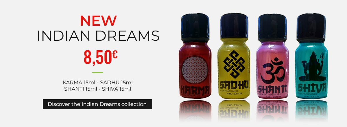 Discover the new Indian Dreams poppers with scents.